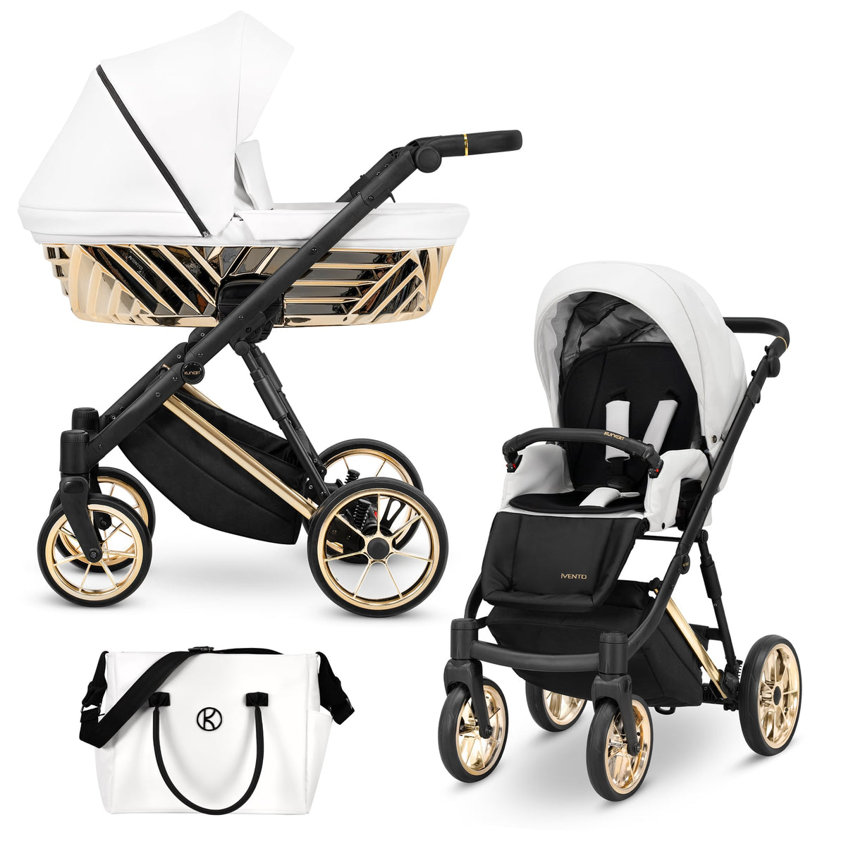 Wózek dziecięcy Kunert Ivento Glam Premium 2w1 - kolor: White Pearl