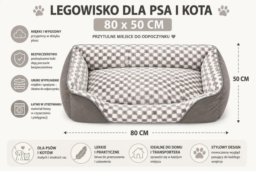 Kunert Soft dog & cat bed TERKA 80 cm with raised sides – two-tone