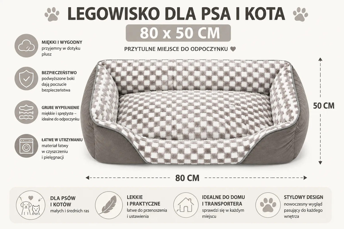 Kunert Soft dog & cat bed TERKA 80 cm with raised sides – two-tone