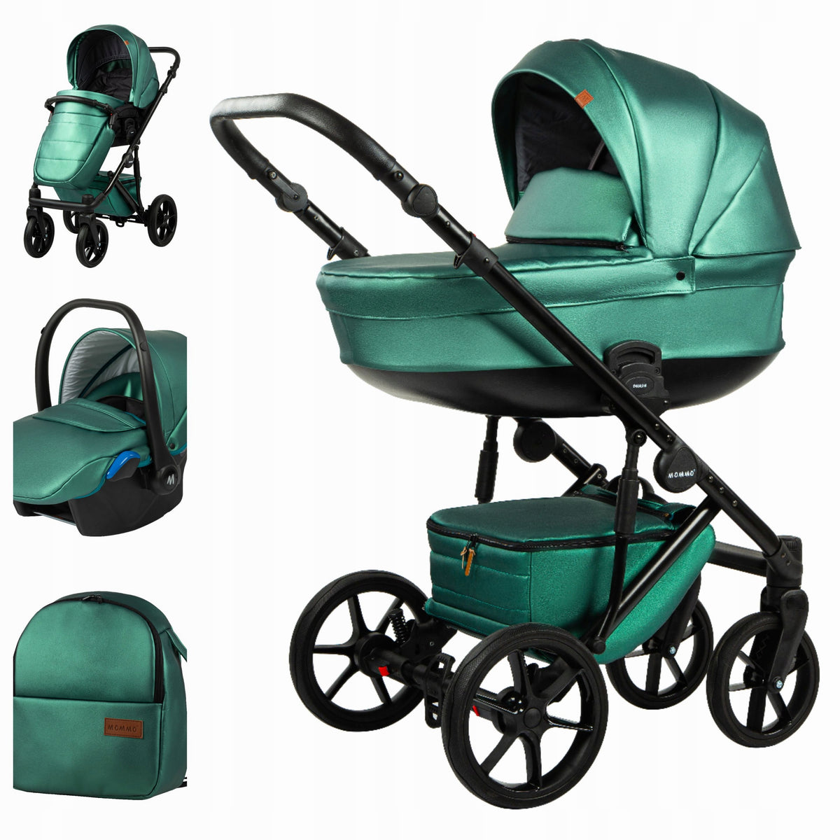 MOMMO Deluxe 3-in-1 Stroller – Green – image 7