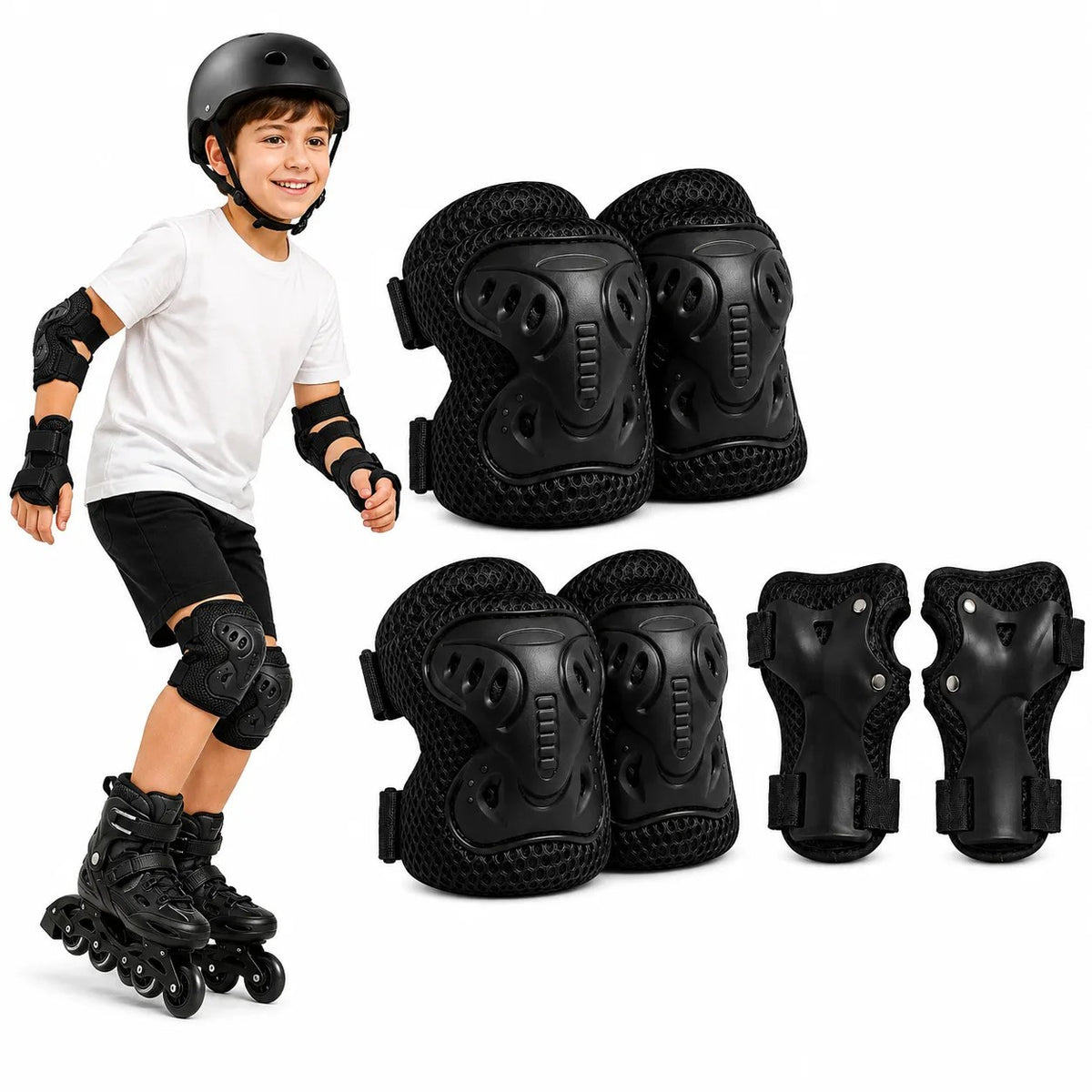Kunert Kids protective gear set Kely 2, 6-piece: knee, elbow and wrist guards – black