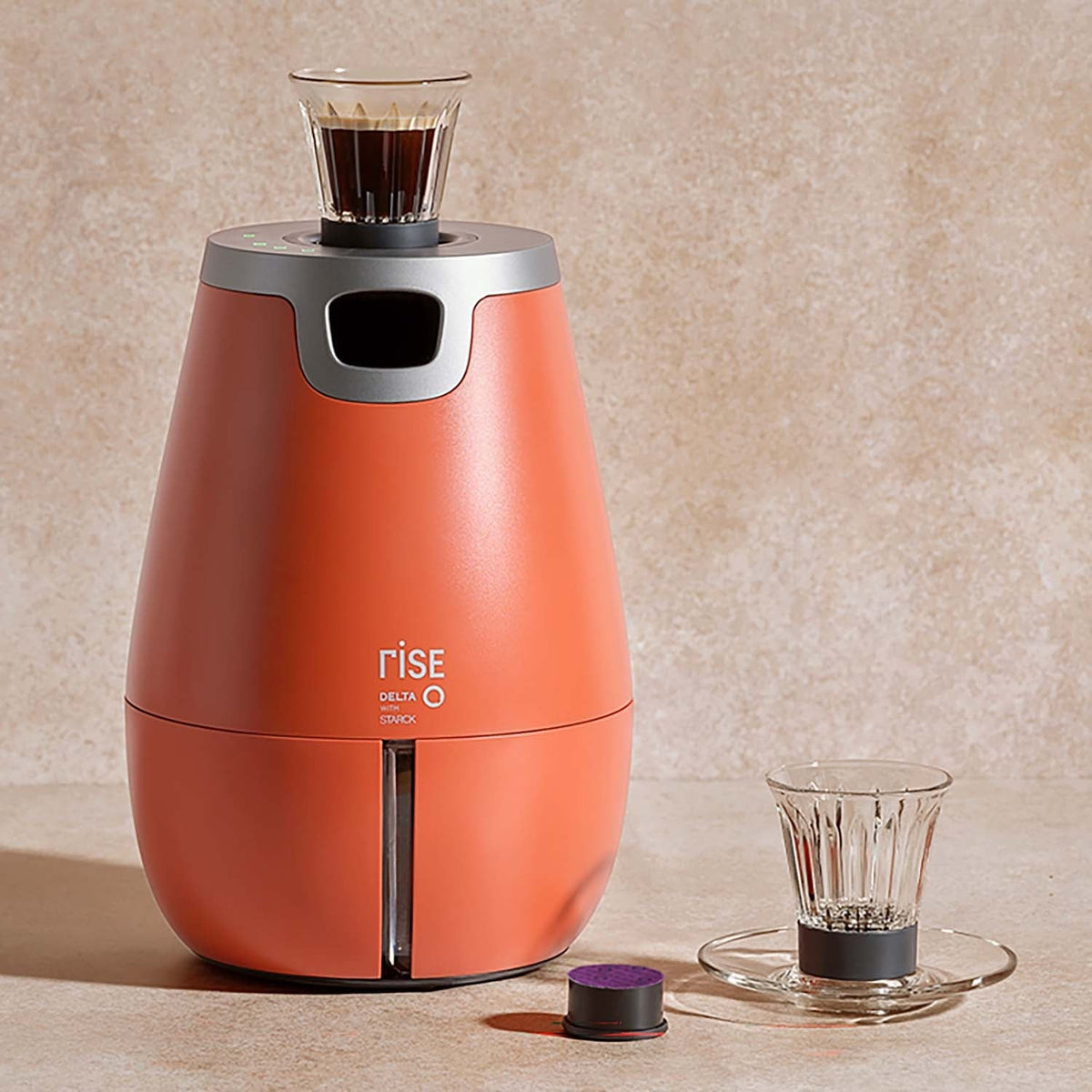 Delta Q Rise Capsule Coffee Machine with 4 Cups and Saucers – Orange - photo 3