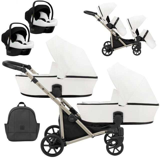 Kunert Brav Duo 2-in-1 Twin Stroller – White Eco – image 1