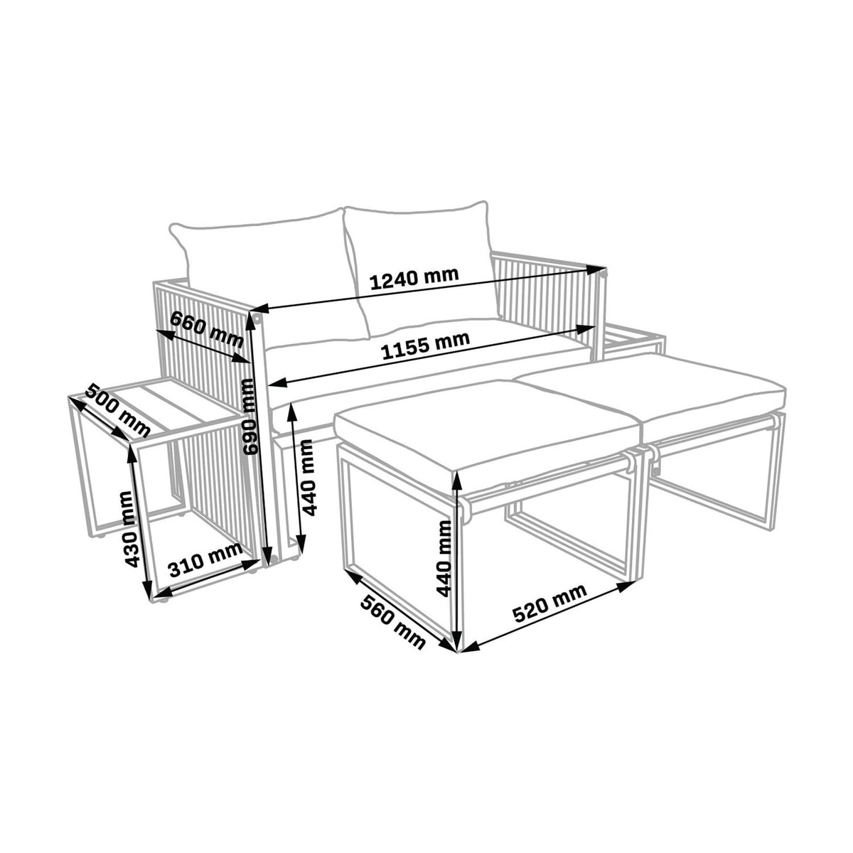 Sanico Goldgarden Sky Garden Furniture Set – 11 Pieces, Black - photo 4