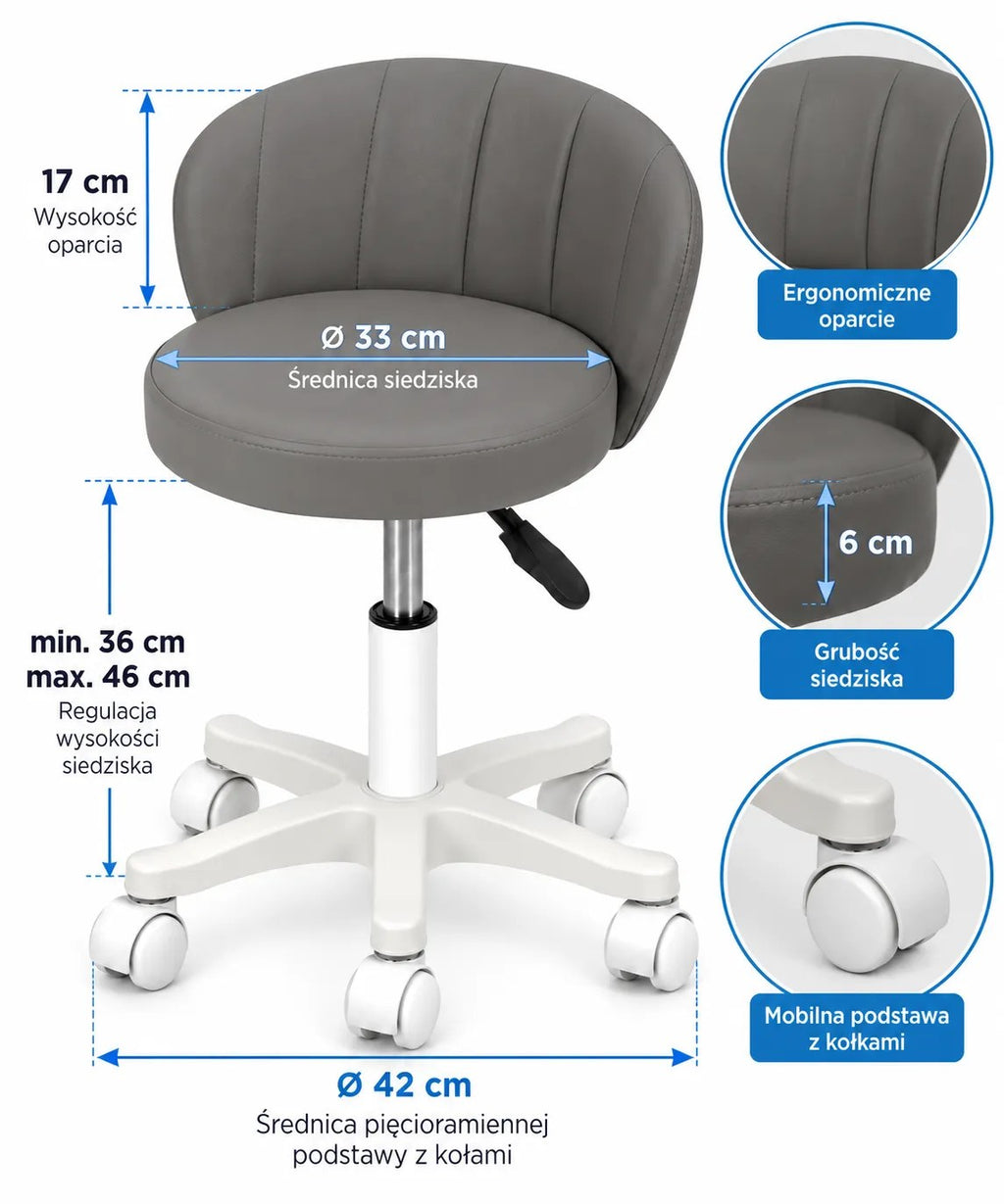 Kunert Beauty stool Aurea with backrest, height-adjustable – grey - photo 6