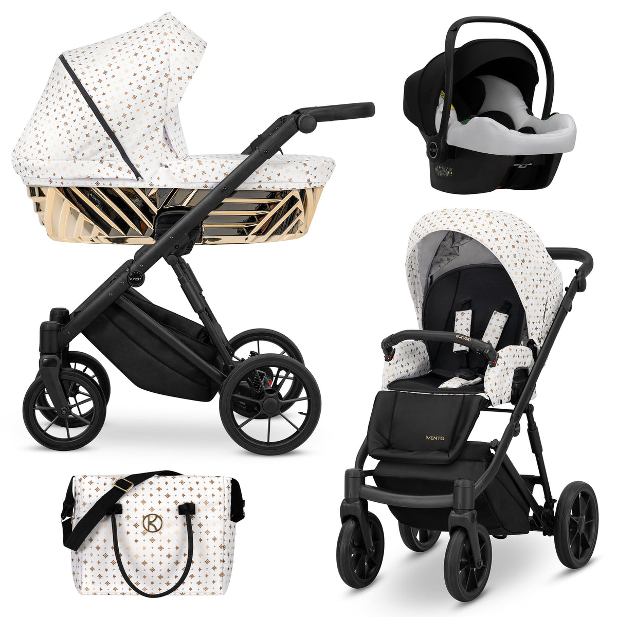 Kunert Ivento Glam 3-in-1 Stroller – White Style – image 1