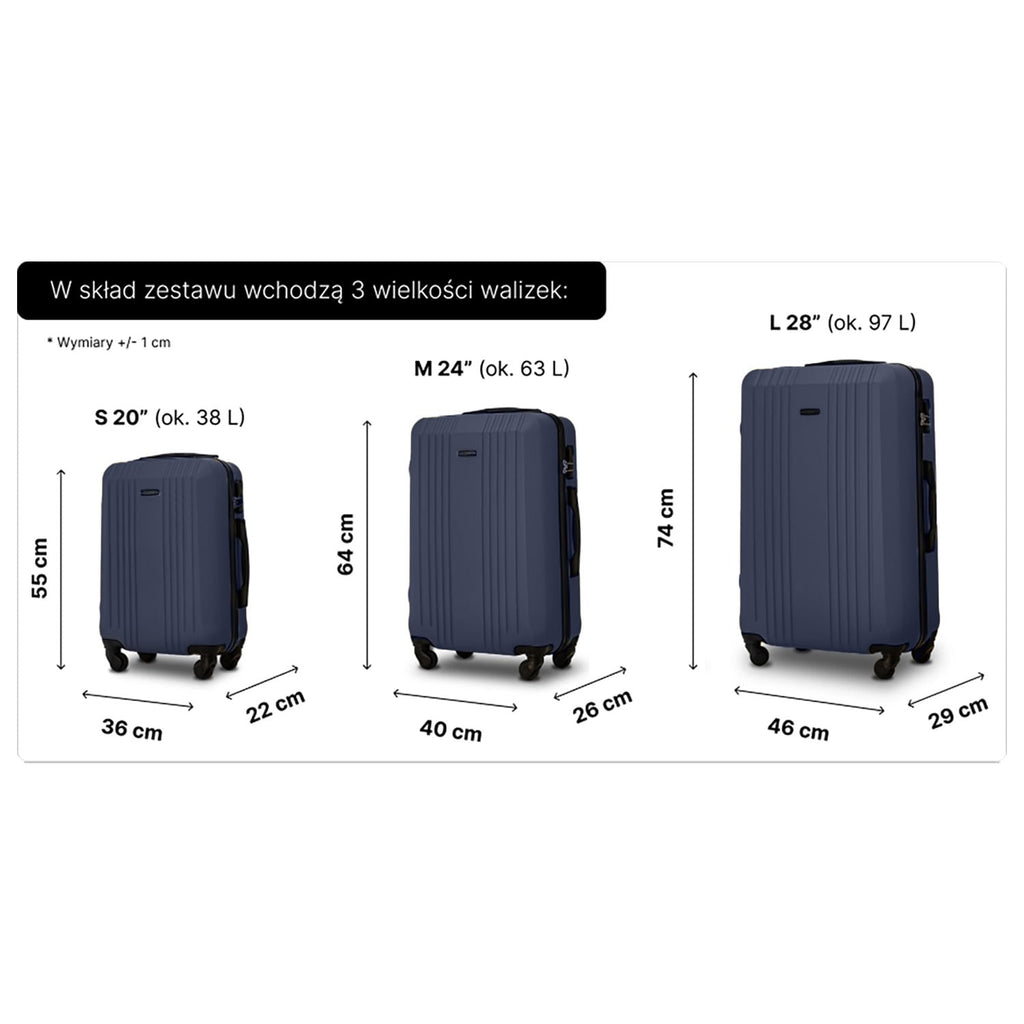 Wings Kestrel 3-Piece Hard Shell Suitcase Set – Dark Blue - photo 5