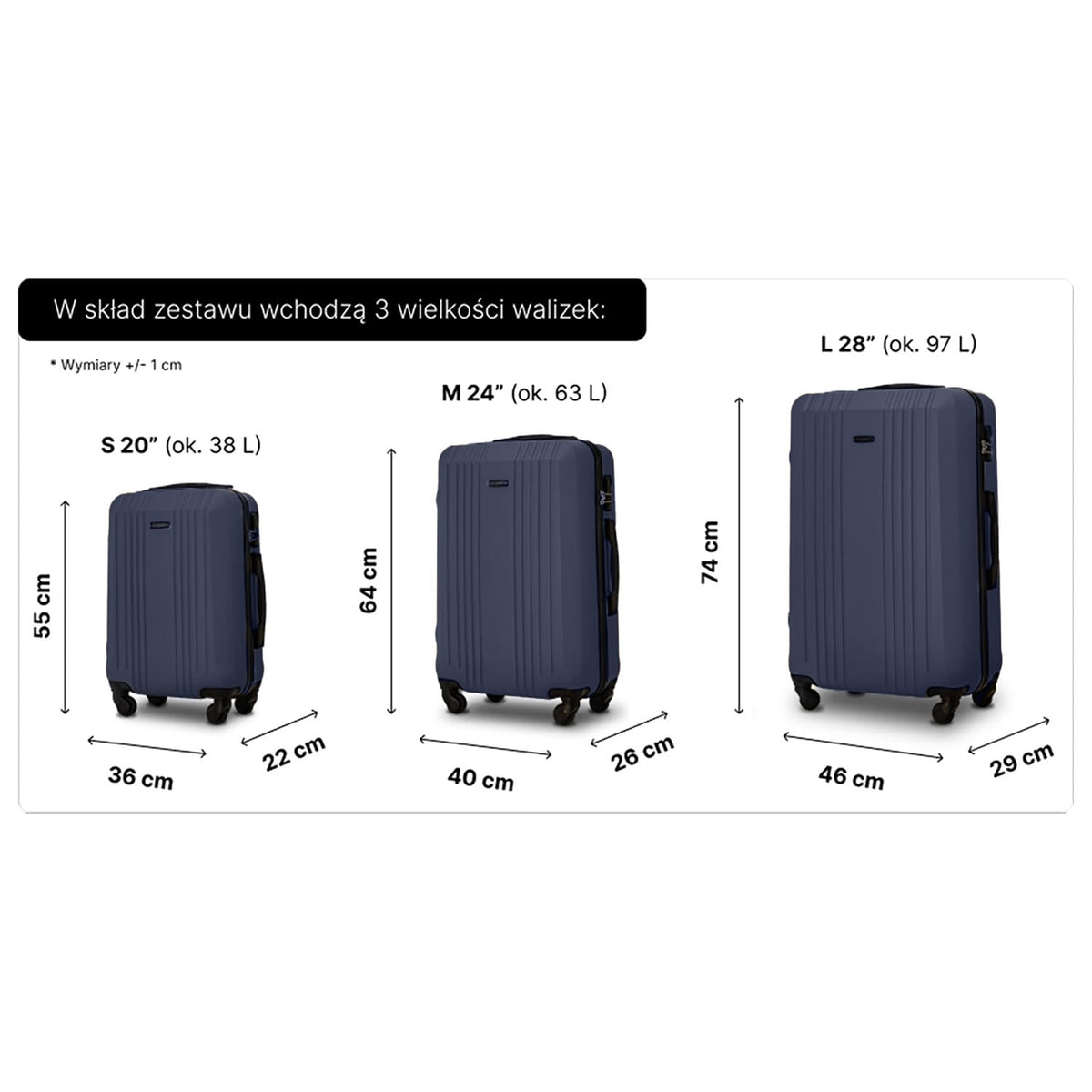 Wings Kestrel 3-Piece Hard Shell Suitcase Set – Dark Blue - photo 5