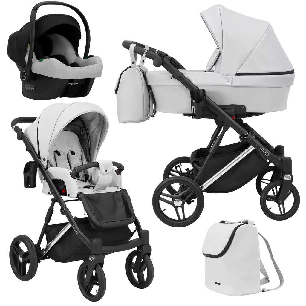 Wózek dziecięcy Kunert Lazzio Premium 3w1 - Srebrna rama - kolor: Popiel Eco