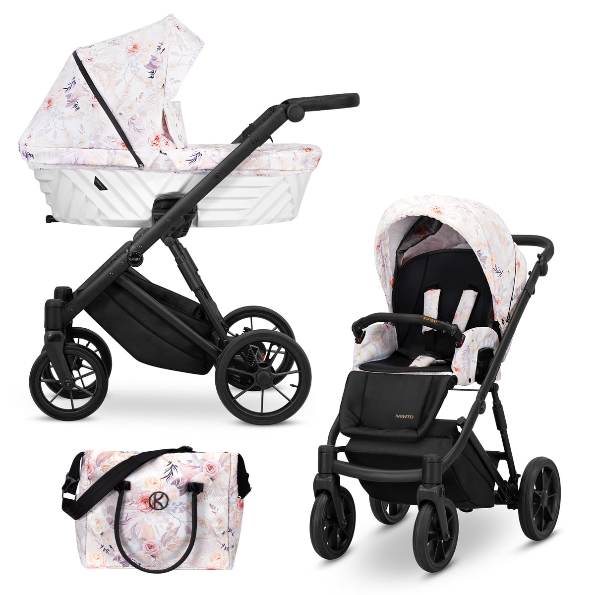 Kunert Ivento 2-in-1 Stroller – Delicate Flowers – image 1