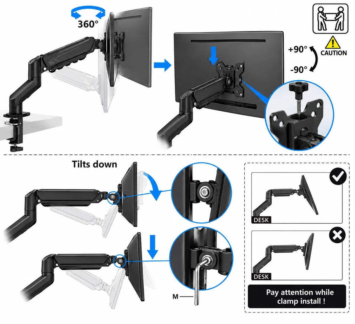 Kunert Dual-monitor desk mount for two 17–32" screens - photo 2