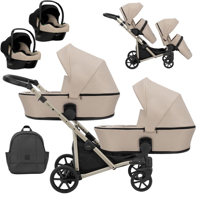 Kunert Brav Duo 3-in-1 Twin Stroller – Cream – image 1