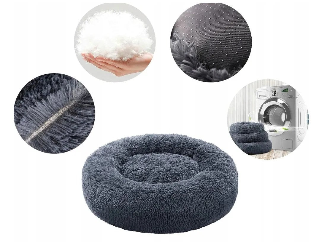Kunert Round fluffy dog & cat bed MILO 60 cm – graphite