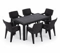 Kunert Garden furniture set Solo 6+1: table + 6 chairs, rattan look – graphite