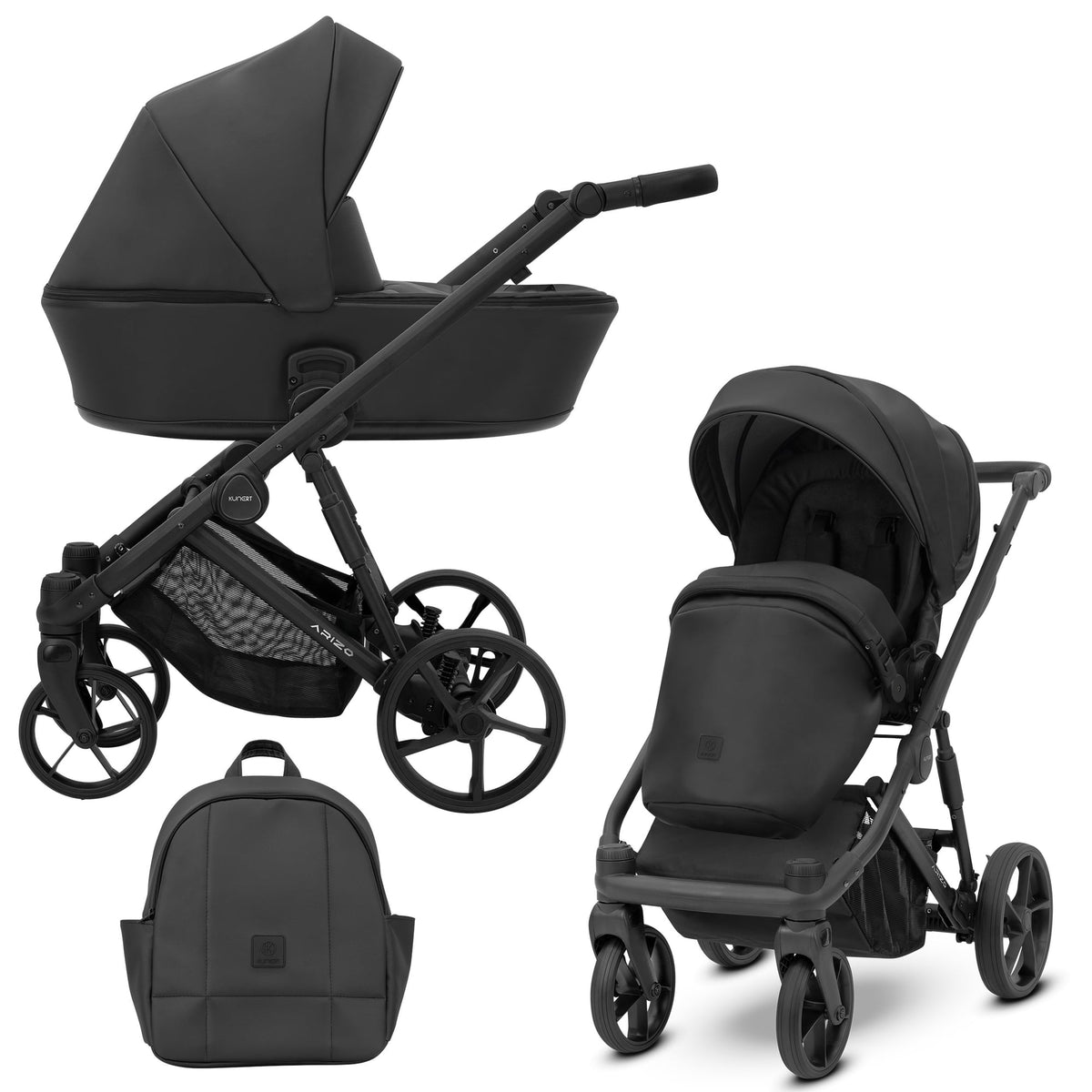 Kunert Arizo 2-in-1 Stroller – Black Eco – image 1