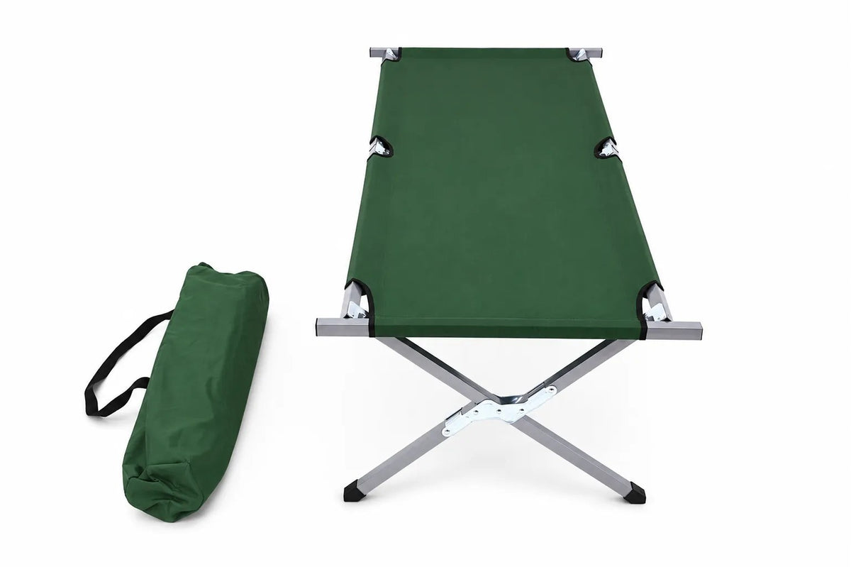 Kunert Folding camp bed Iron with carry bag, up to 120 kg – green