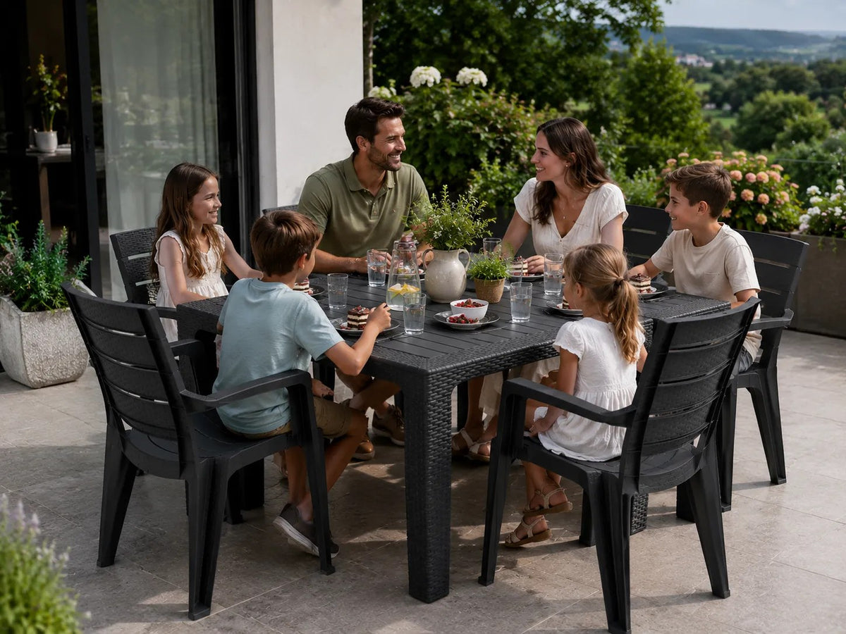 Kunert Garden furniture set Adler: table 140x80 cm + 6 chairs, rattan look – graphite - photo 6