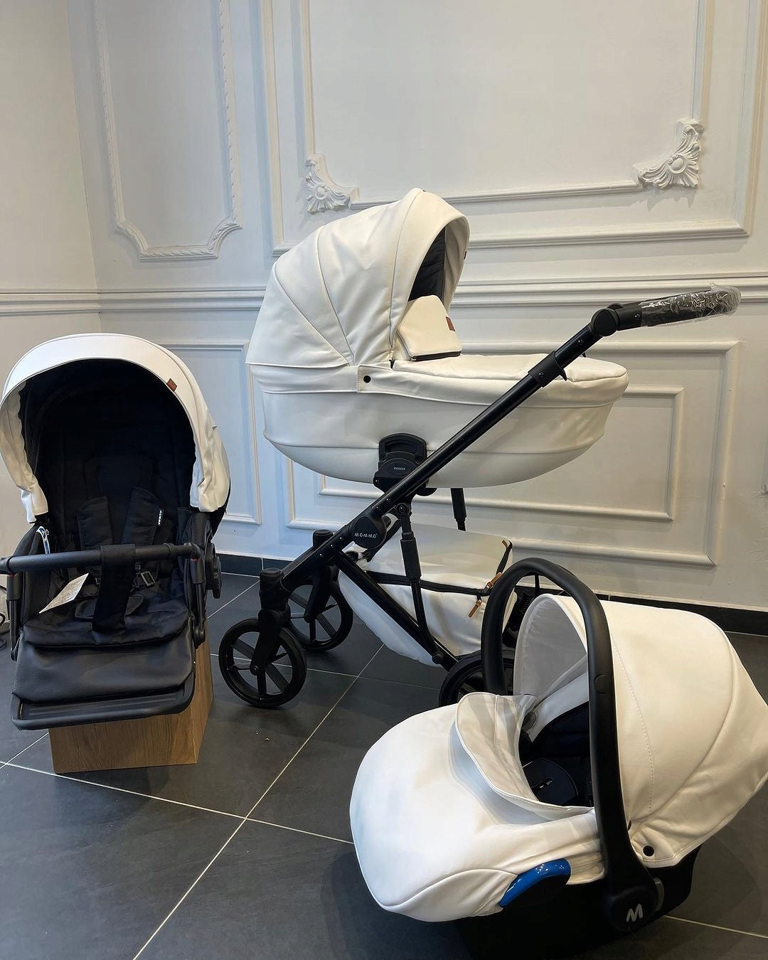 MOMMO Deluxe 3-in-1 Stroller – White – image 13