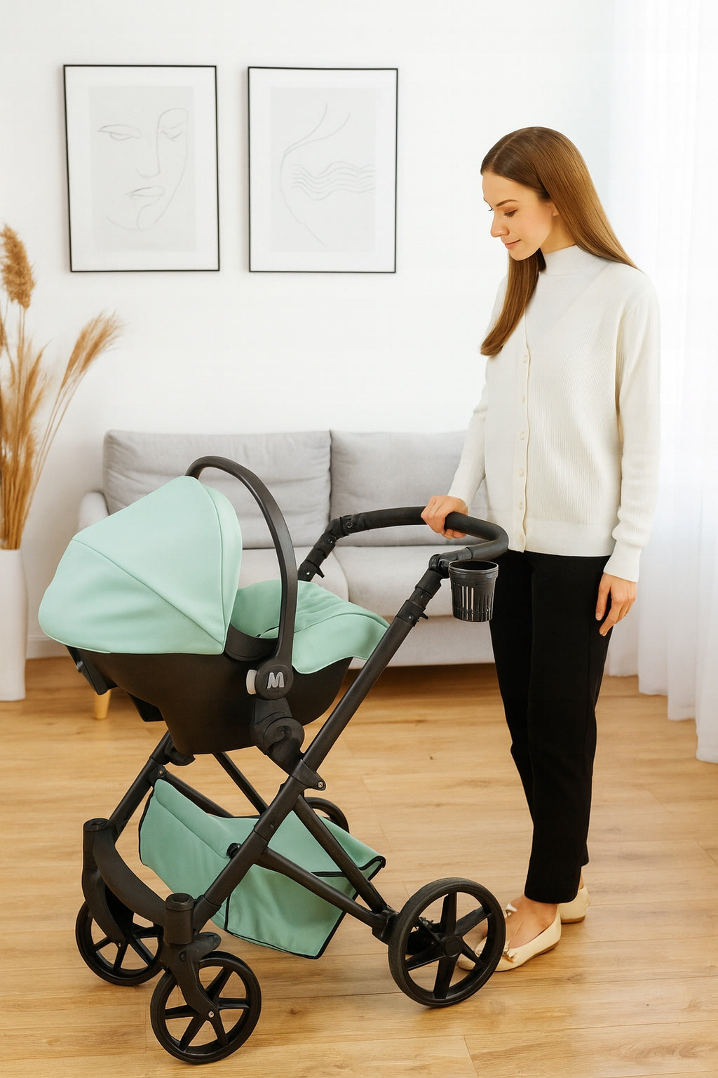 MOMMO Royal 3-in-1 Stroller – Mint – image 4