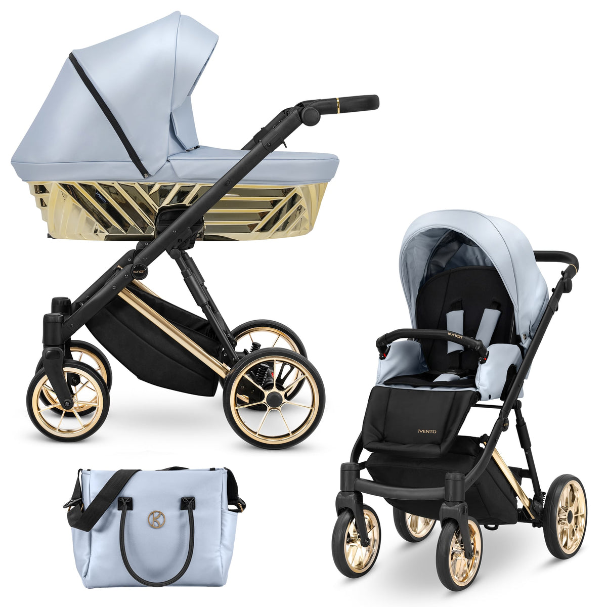 Kunert Ivento Glam Premium 2-in-1 Stroller – Eco Baby Blue Metalic – image 1