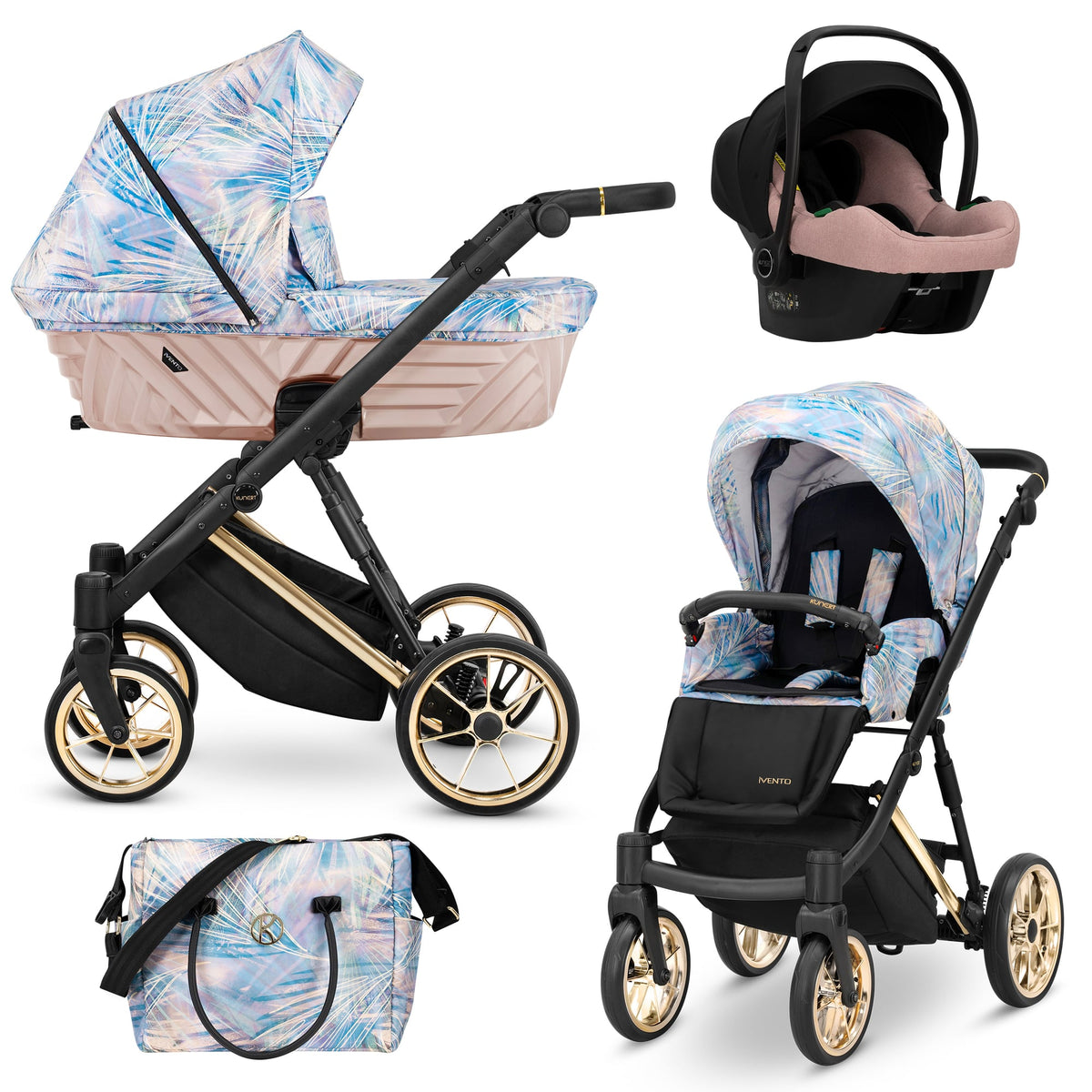 Kunert Ivento Premium 3-in-1 Stroller – Pastel Grass – image 1