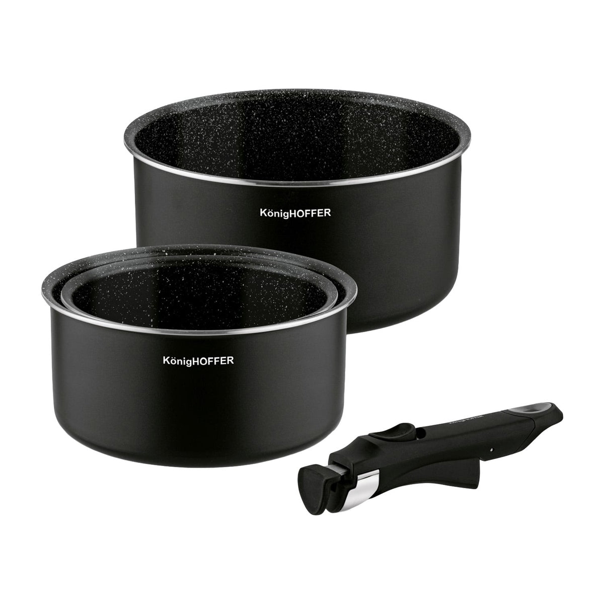 Konighoffer Spinel Black Cookware Set – 16/18/20 cm, Detachable Handle - photo 10