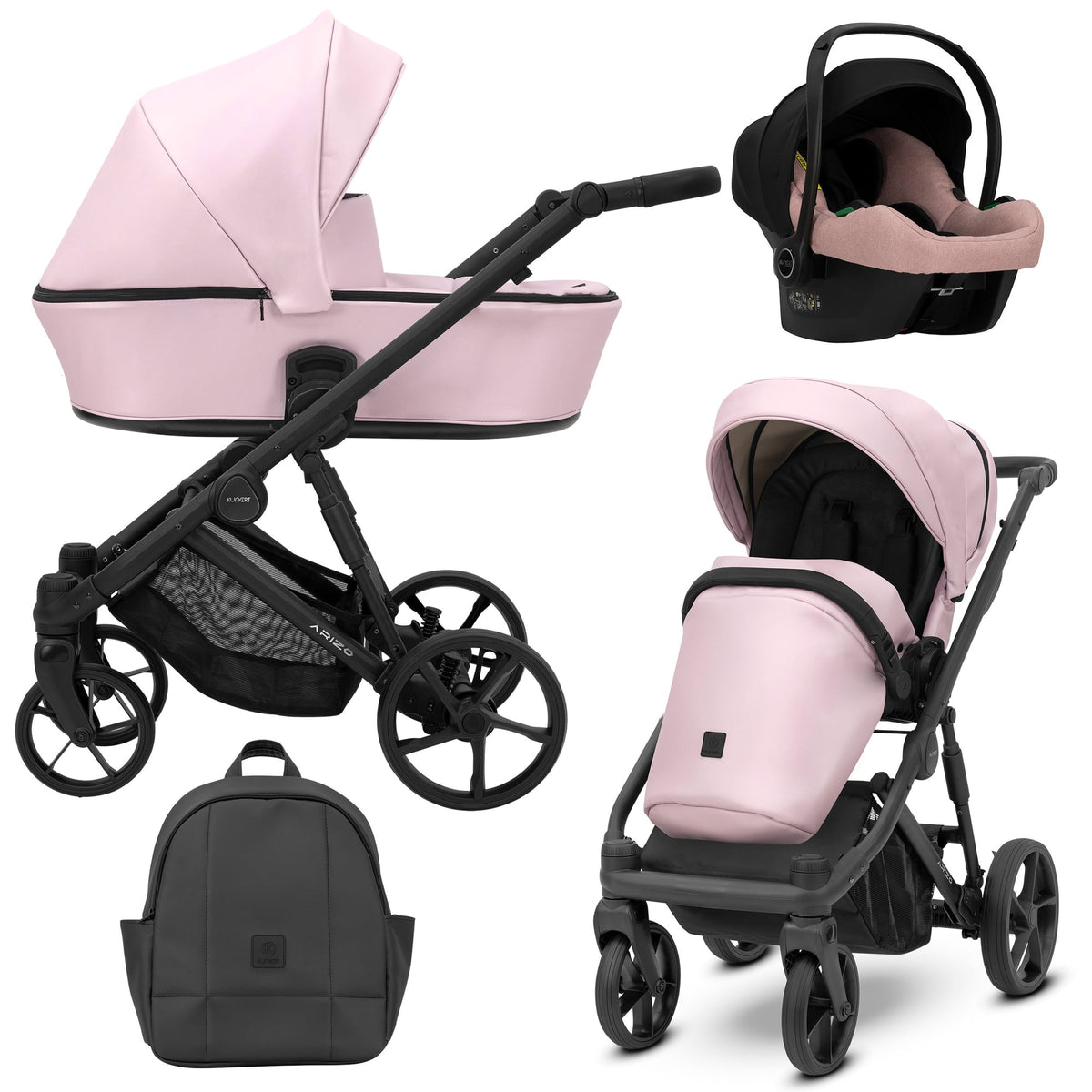 Kunert Arizo 3-in-1 Stroller – Baby Pink Eco – image 1