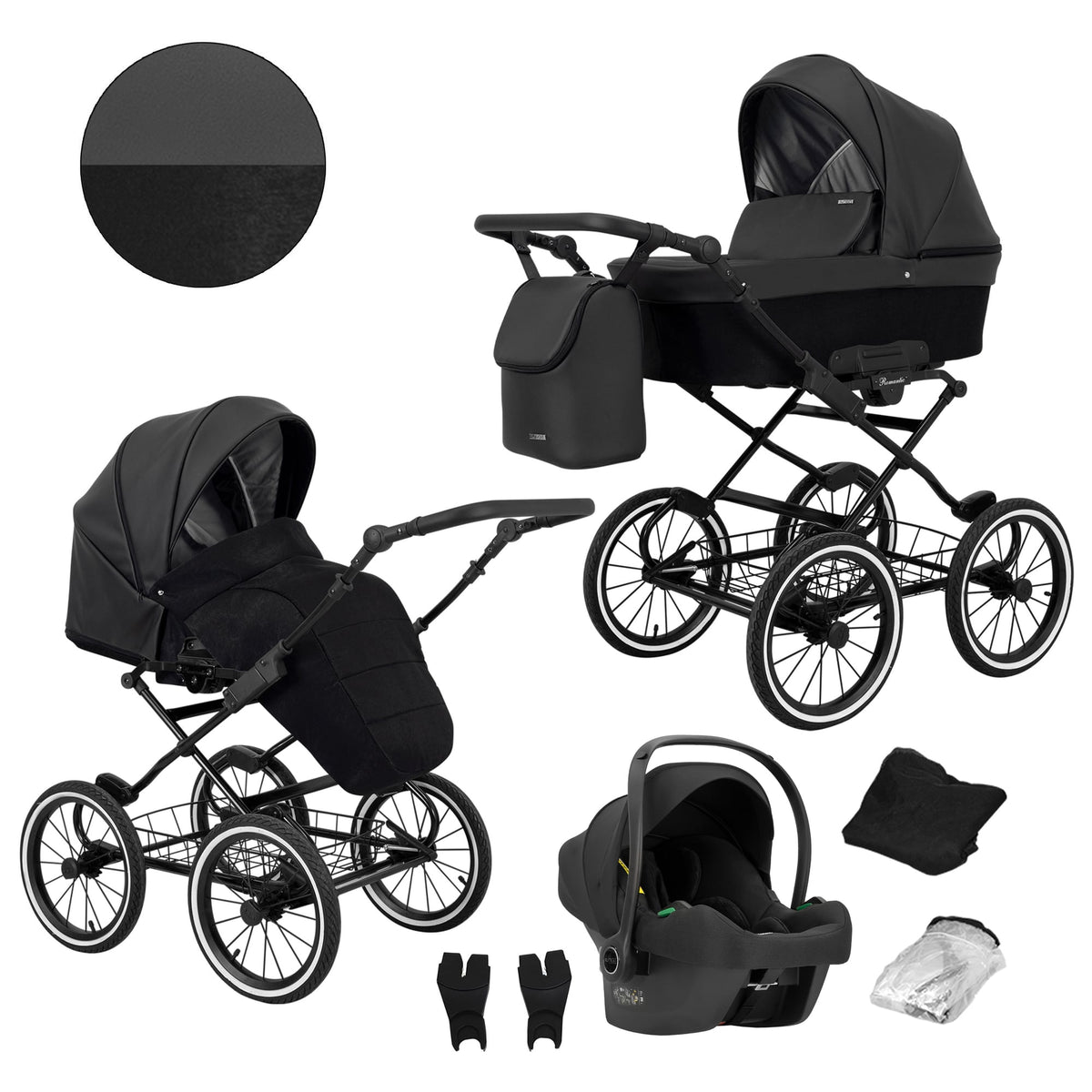 Kunert Romantic 3-in-1 Stroller – Black Eco – image 1