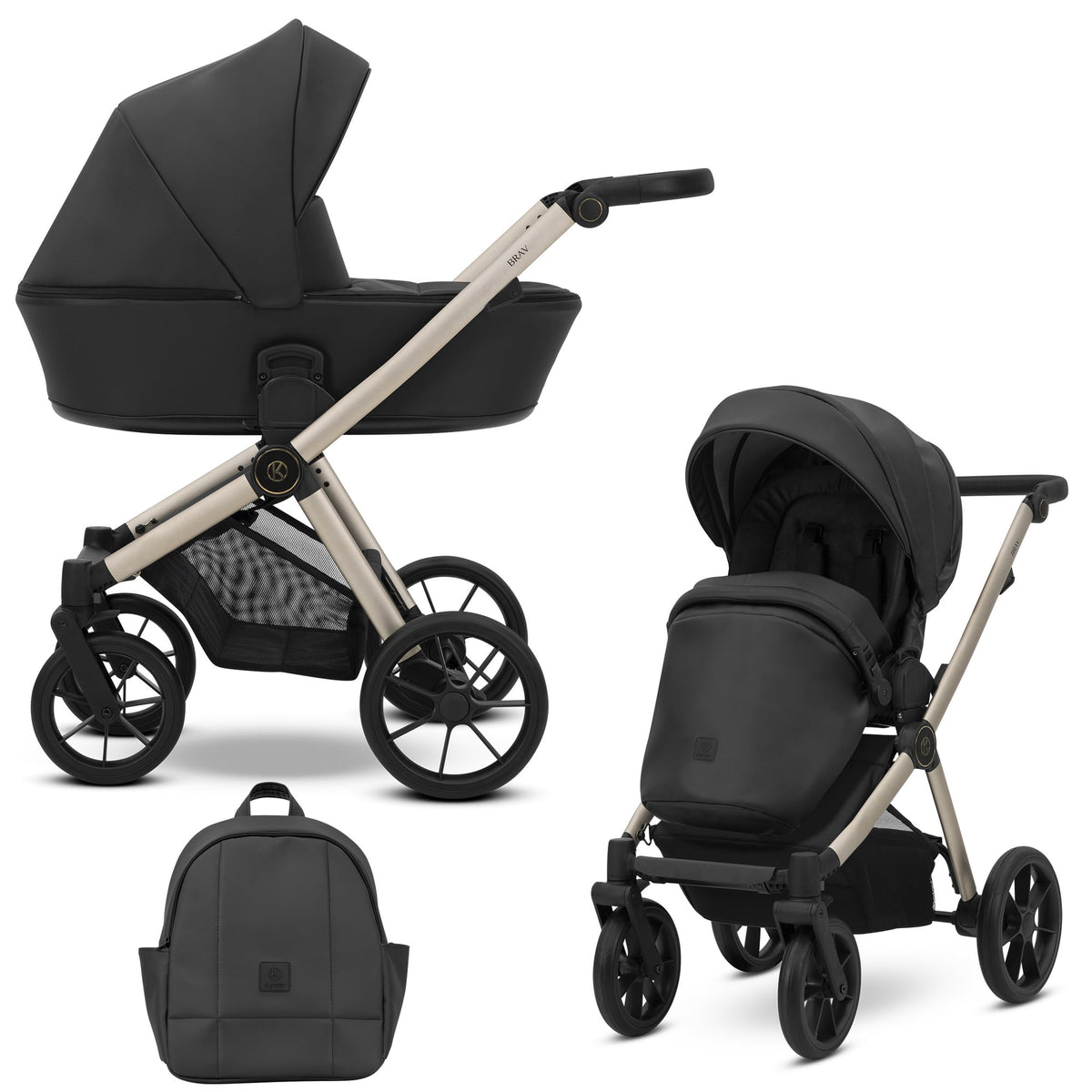 Kunert Brav 2-in-1 Stroller – Black Eco – image 1