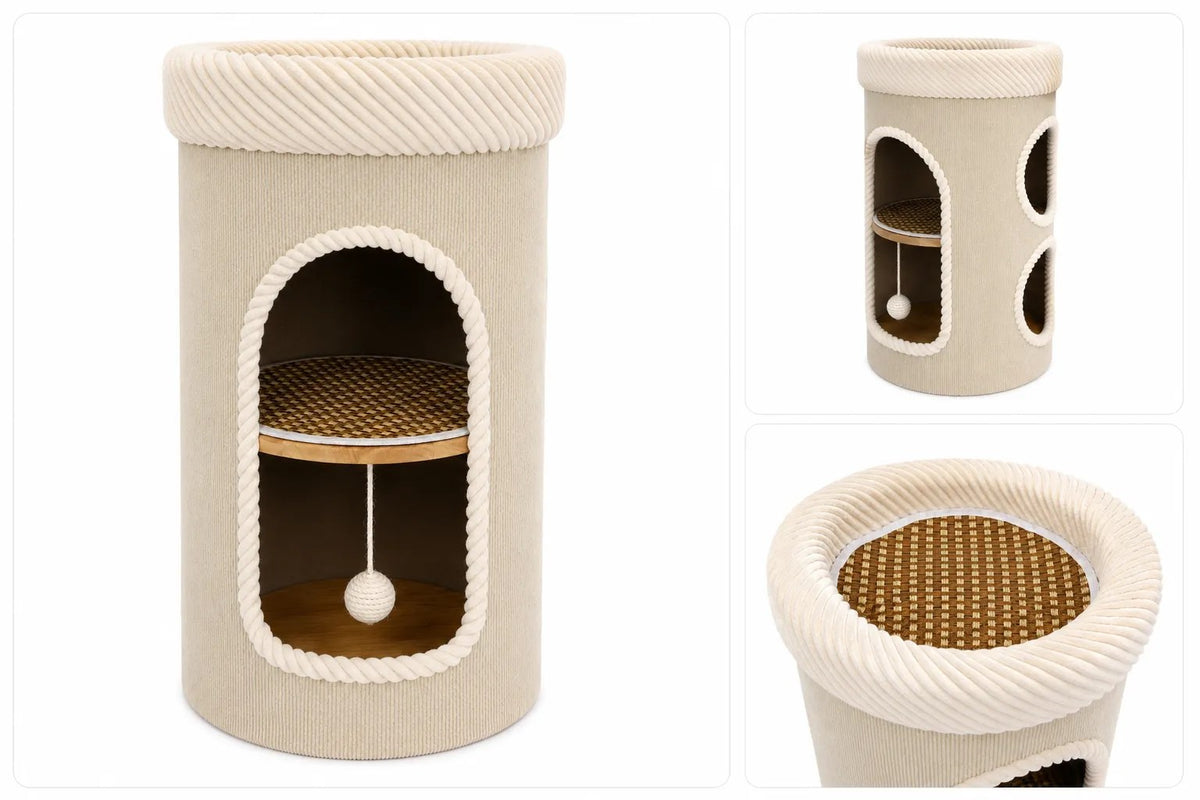 Kunert Cat scratching tower Coco 2-in-1 with bed – cream