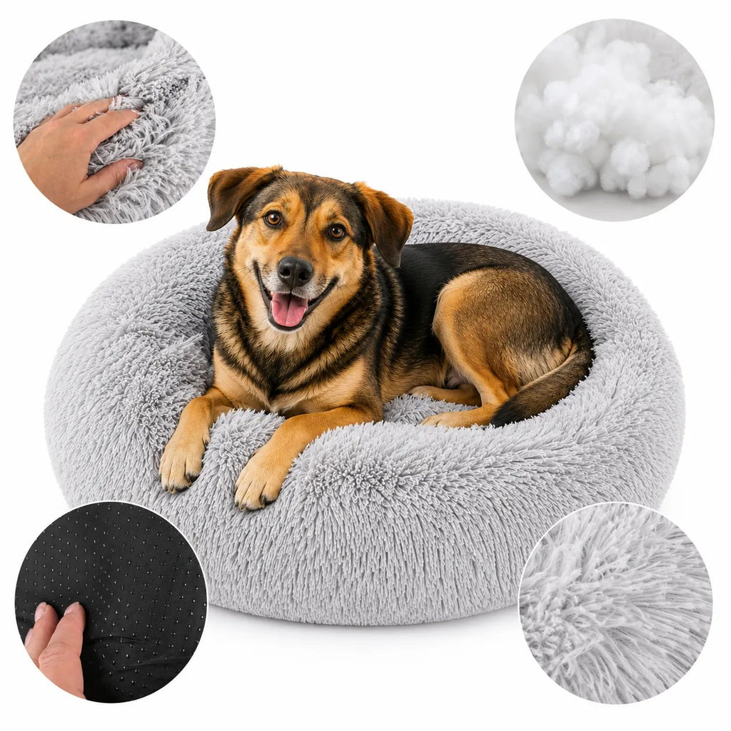 Kunert Round fluffy dog & cat bed MILO 60 cm – grey