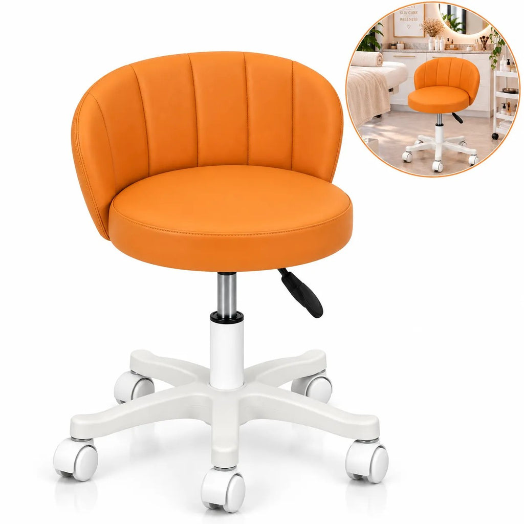 Kunert Beauty stool Aurea with backrest, height-adjustable – orange