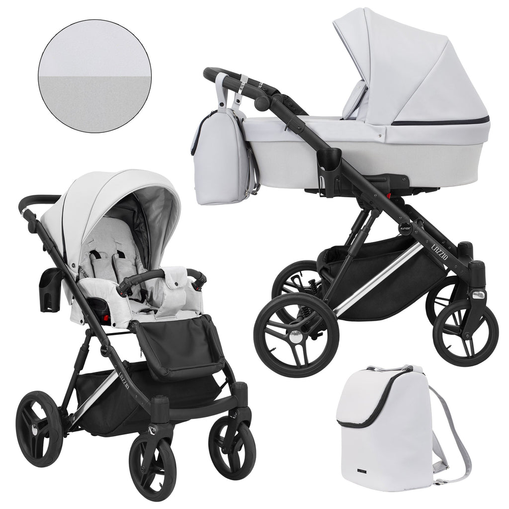 Wózek dziecięcy Kunert Lazzio Premium 2w1 - Srebrna rama - kolor: Popiel Eco