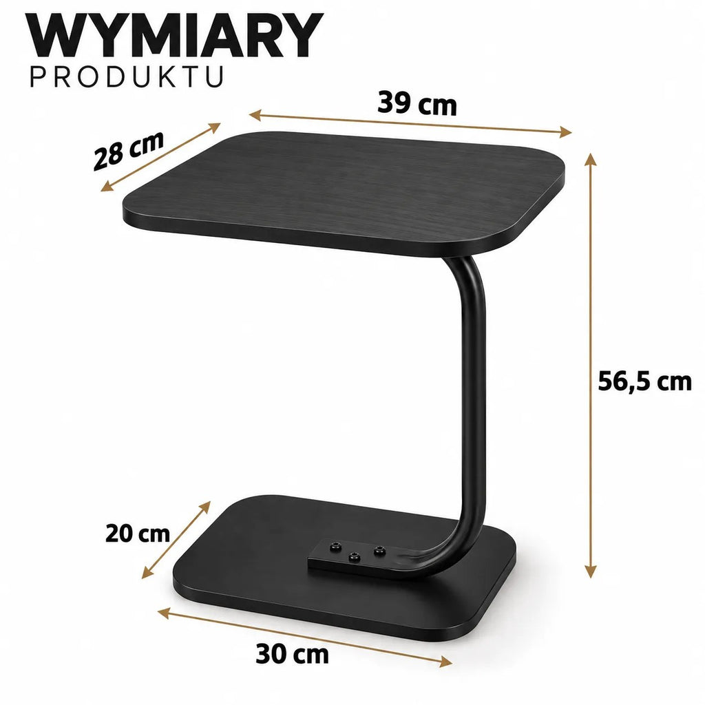 Kunert C-shaped side table Vero for sofa and laptop – black - photo 10