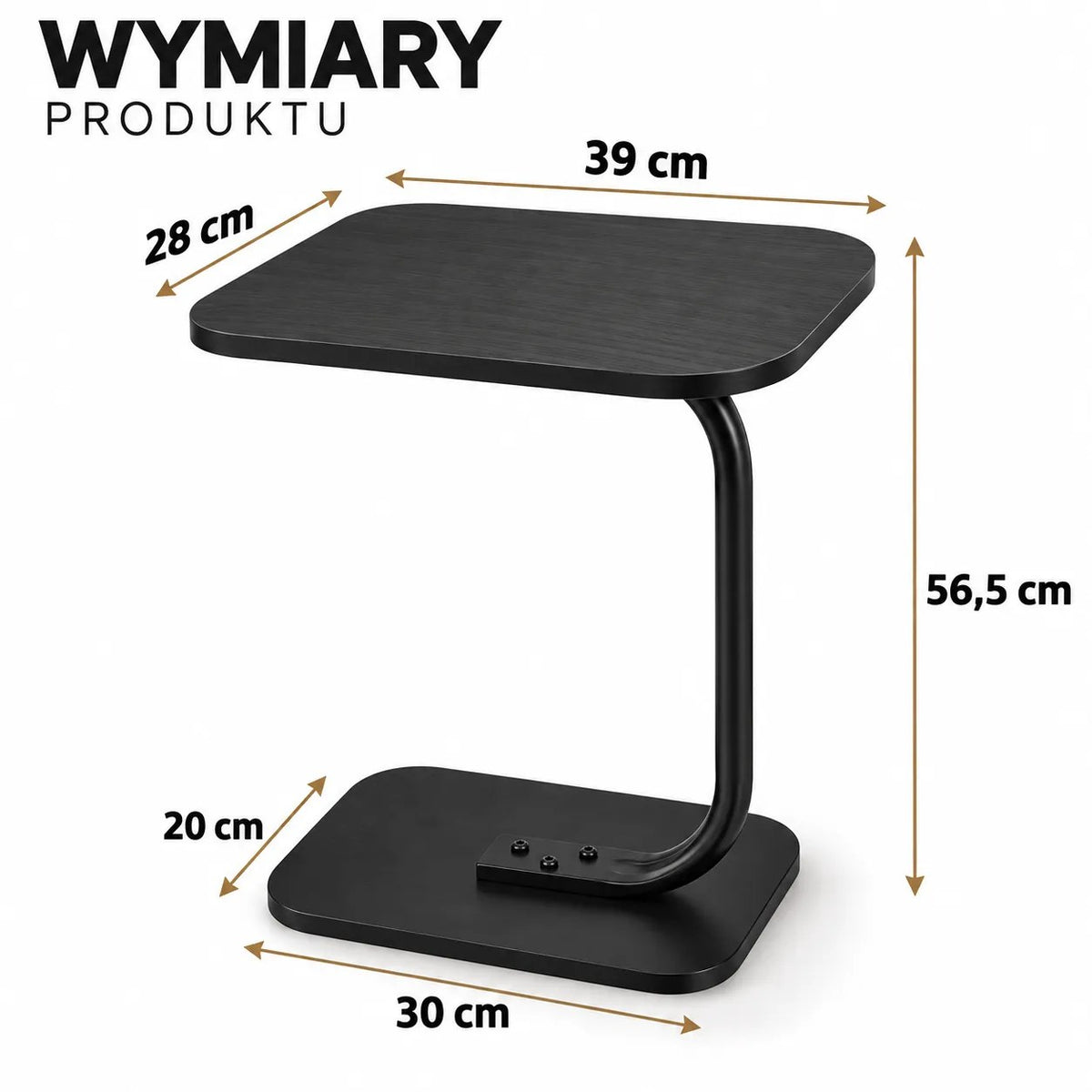 Kunert C-shaped side table Vero for sofa and laptop – black - photo 10