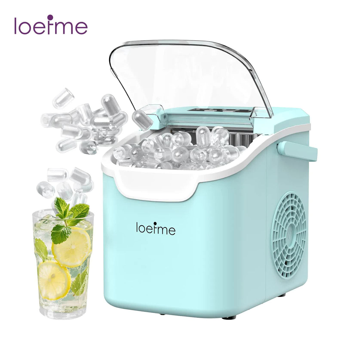 LOEFME portable ice maker — mint green (exact SKU)