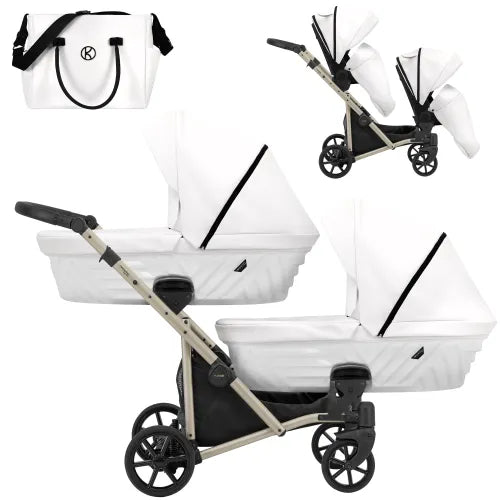 Kunert Ivento Duo 2-in-1 Twin Stroller – White Pearl – image 3