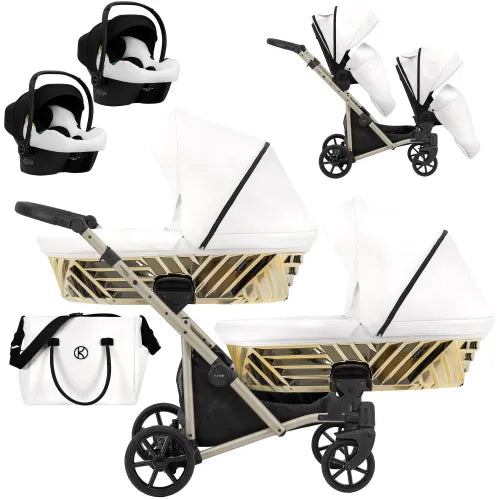 Kunert Ivento DUO GLAM 3w1 - Wózek bliźniaczy premium z fotelikami Cosmo -…
