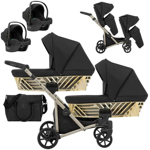 Kunert Ivento DUO GLAM 3w1 - Wózek bliźniaczy premium z fotelikami Cosmo -…