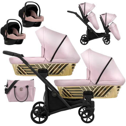 Kunert Ivento Duo Glam 3-in-1 Twin Stroller – IVE-20 Eco Pink Metalic – image 1