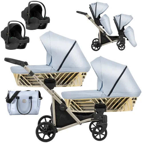 Kunert Ivento Duo Glam 3-in-1 Twin Stroller – IVE-21 Eco Baby Blue Metalic – image 4