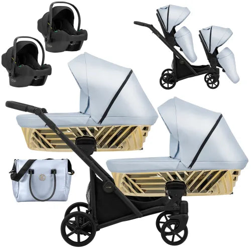 Kunert Ivento Duo Glam 3-in-1 Twin Stroller – IVE-21 Eco Baby Blue Metalic – image 5