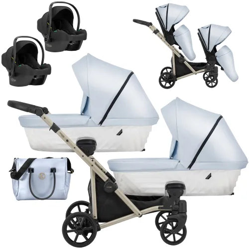 Kunert Ivento Duo 3-in-1 Twin Stroller – Eco Baby Blue Metalic – image 6